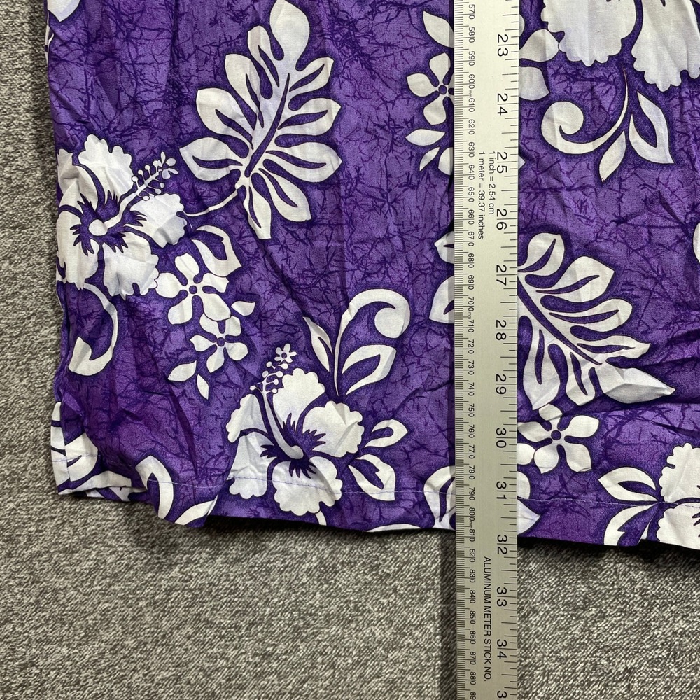 Vintage Aloha Republic Hawaiian Shirt Mens XL Purple Floral Made in Hawaii USA - Picture 7 of 8